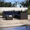 Flash Furniture Roan Indoor/Outdoor L-Shaped Sectional w/Coffee Table in Brown Wicker PE Rattan w/Navy Cushions BN-WS404-NV-BR-GG - alternate 4